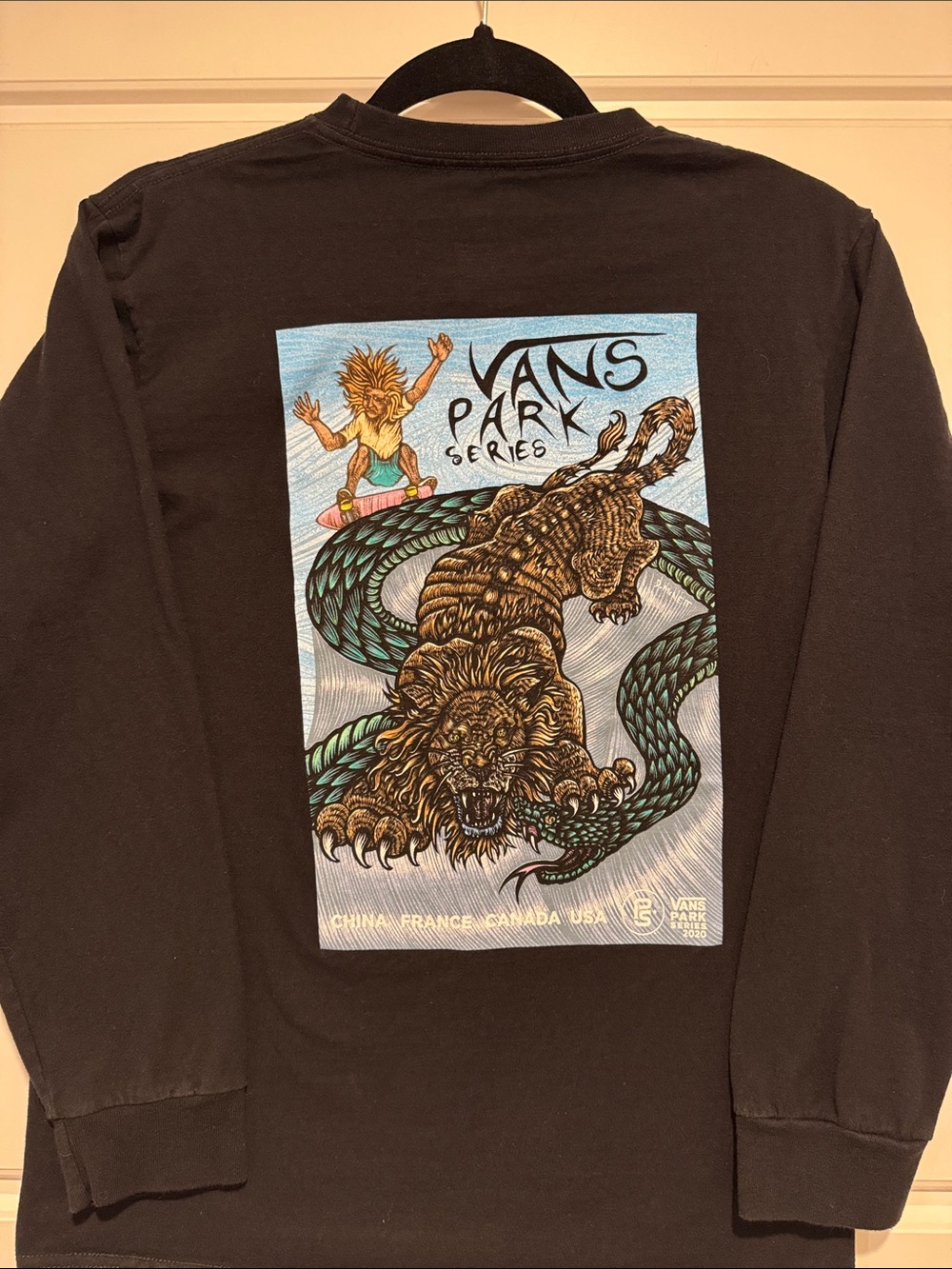 Vans Black Long Sleeve Tee with White Chest Graphic